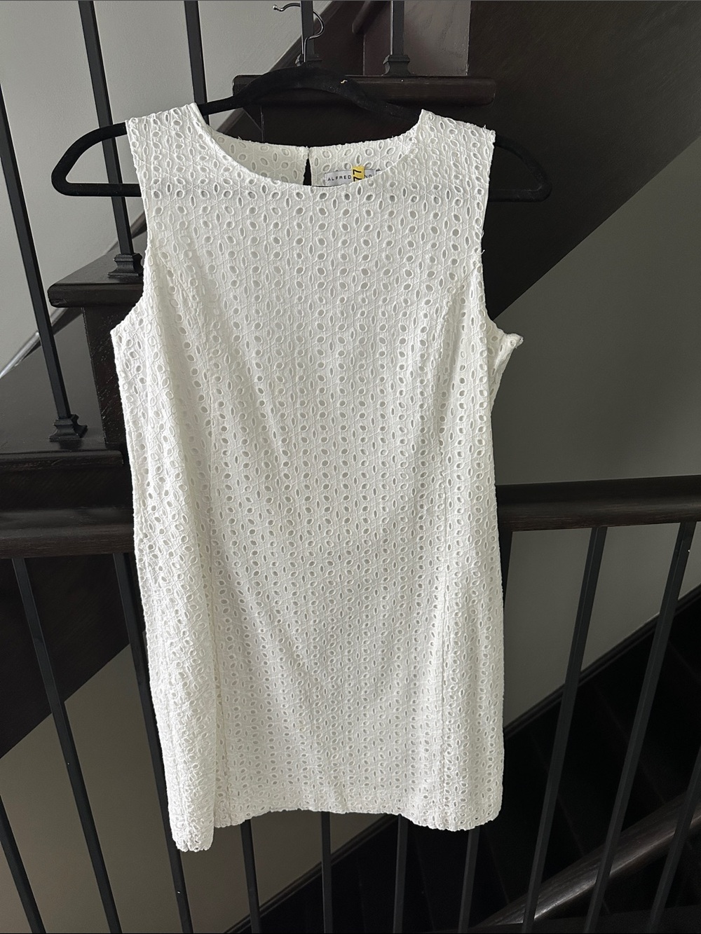 Alfred Sung Classic White Eyelet Sleeveless Shift Dress